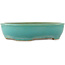 Oval turquoise bonsai pot by Ikkou - 370 x 300 x 80 mm