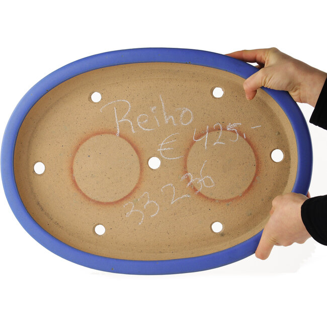 Pot à bonsaï ovale bleu de Reiho - 460 x 330 x 50 mm