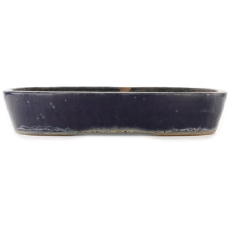 Shuuhou (Hidemi Kataoka) 425 mm oval blue bonsai pot by Shuhou, Tokoname, Japan