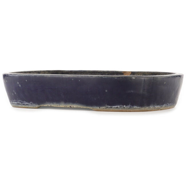 Pot à bonsaï ovale bleu de Shuhou - 425 x 330 x 75 mm