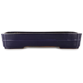 Yamafusa - Takehiko Koie 380 mm rectangular blue bonsai pot by Yamafusa, Tokoname, Japan