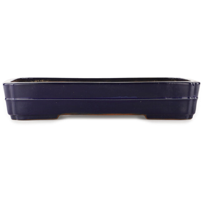 Rectangular blue bonsai pot by Yamafusa - 380 x 280 x 70 mm