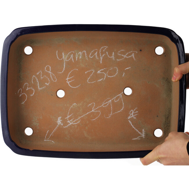 Vaso bonsai rettangolare blu di Yamafusa - 380 x 280 x 70 mm