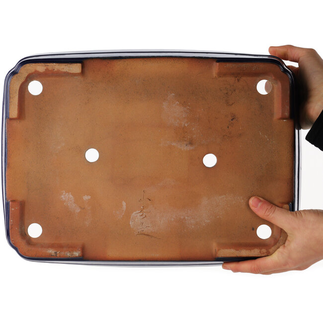 Maceta rectangular azul para bonsái de Yamafusa - 380 x 280 x 70 mm