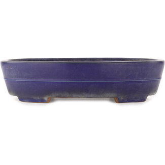 Yamafusa - Takehiko Koie 350 mm oval blue bonsai pot by Yamafusa, Tokoname, Japan