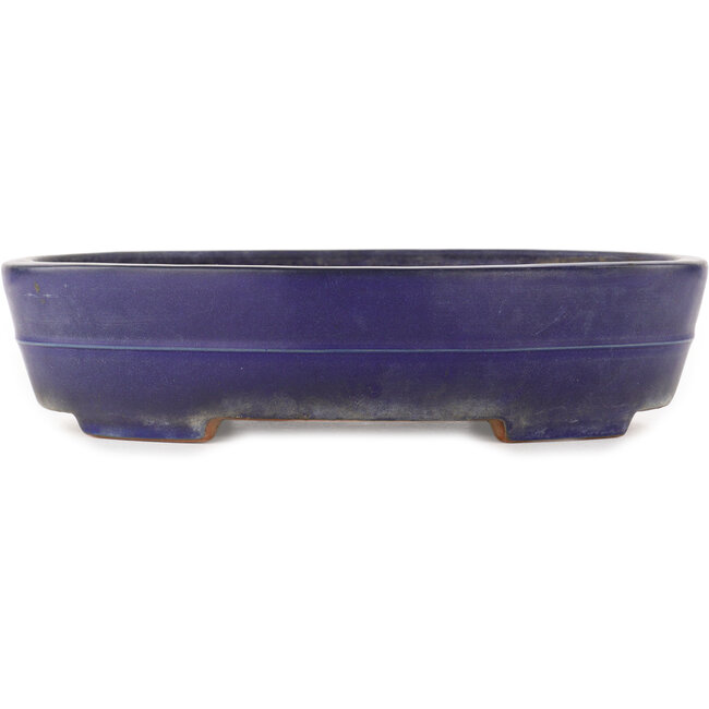 Oval blue bonsai pot by Yamafusa - 350 x 270 x 85 mm