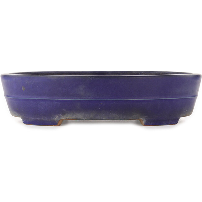 Oval blue bonsai pot by Yamafusa - 350 x 270 x 85 mm