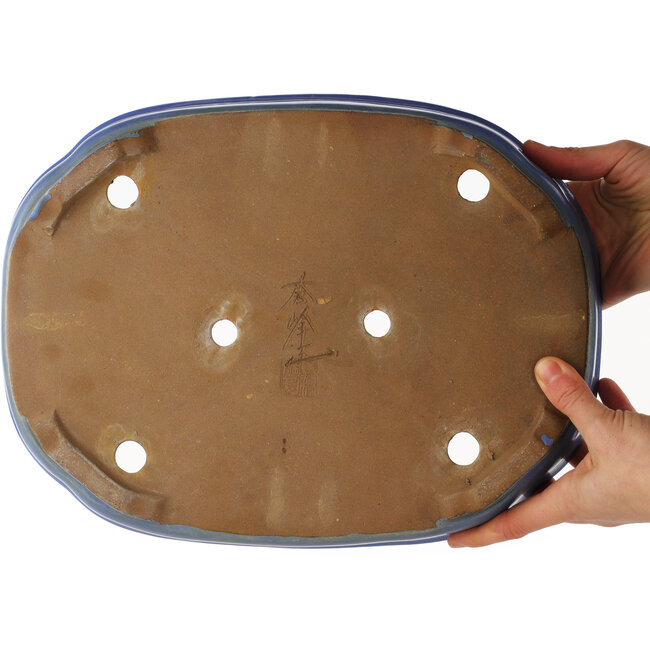 Pot à bonsaï bleu Mokko de Shuhou - 350 x 265 x 70 mm