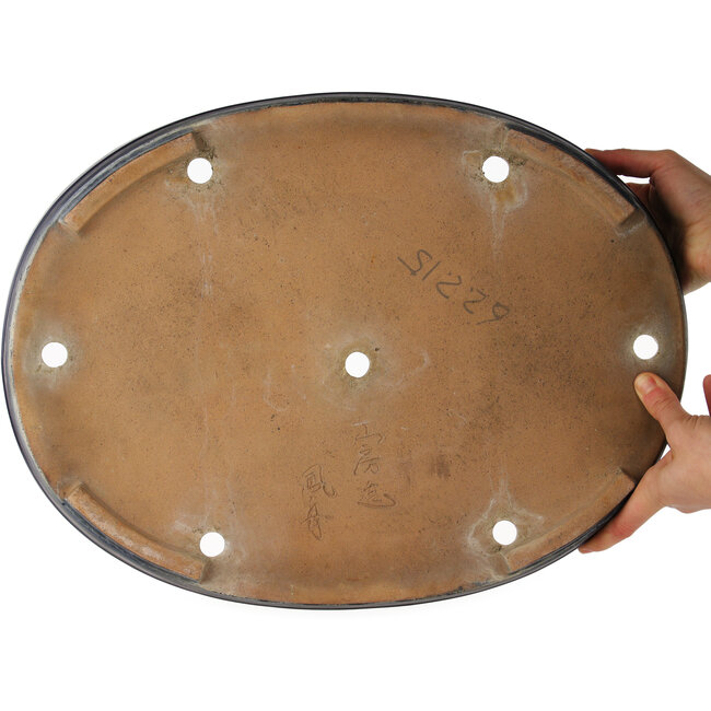 Maceta ovalada azul para bonsái de Yamafusa - 475 x 355 x 60 mm
