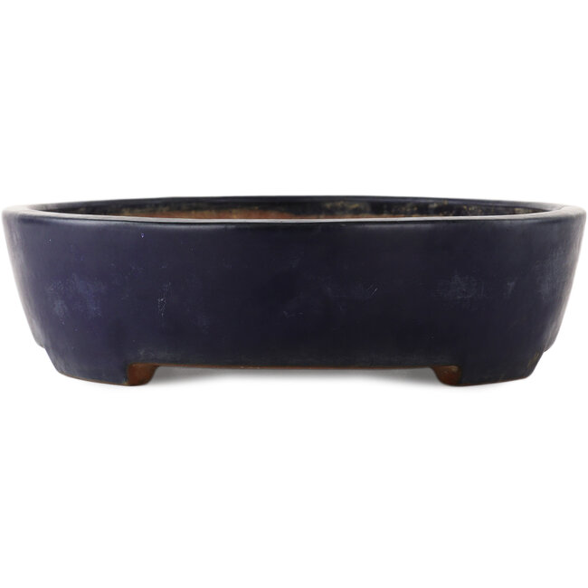 Pot à bonsaï ovale bleu de Yamafusa - 405 x 310 x 85 mm