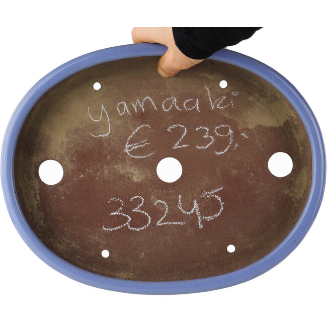 Pot à bonsaï ovale bleu de Yamaaki - 290 x 225 x 50 mm