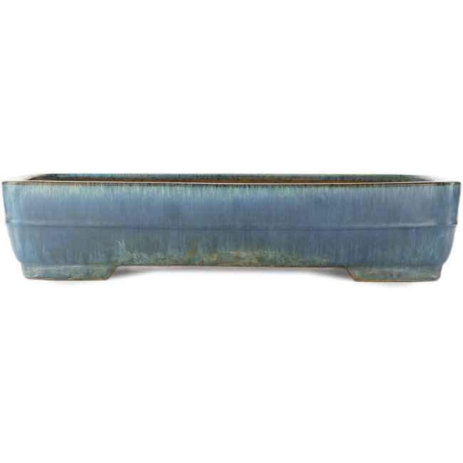 Rectangular blue bonsai pot by Yamafusa - 525 x 380 x 105 mm