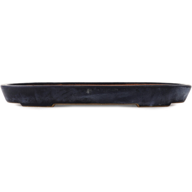 Oval blue bonsai pot by Reiho - 410 x 275 x 45 mm