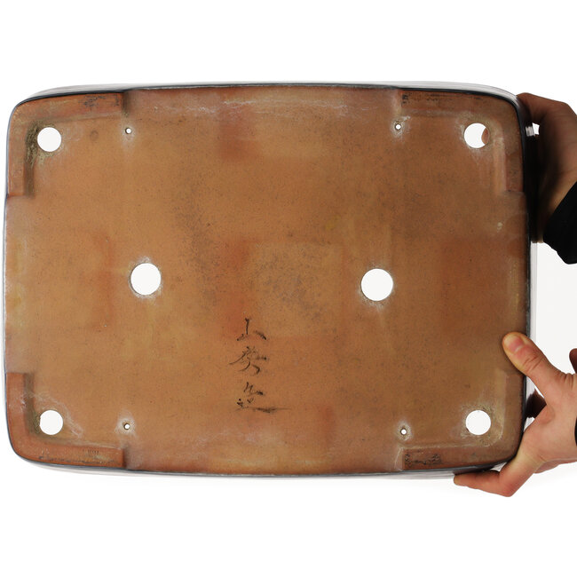 Pot à bonsaï rectangulaire bleu de Yamafusa - 410 x 305 x 75 mm