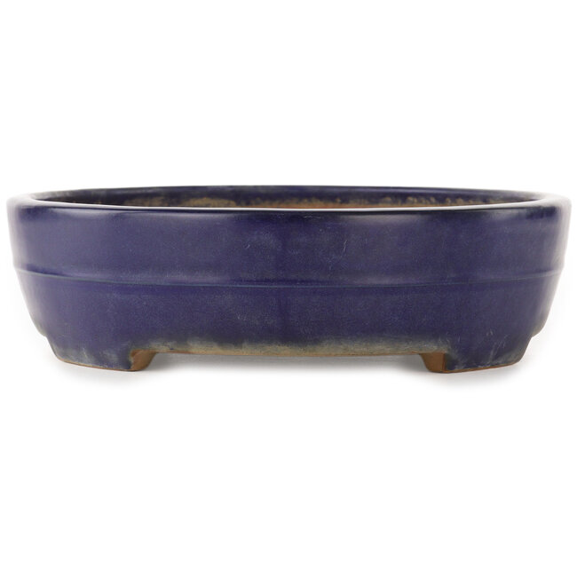 Oval blue bonsai pot by Yamafusa - 405 x 310 x 80 mm