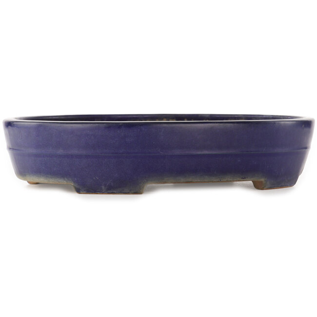 Pot à bonsaï ovale bleu de Yamafusa - 405 x 310 x 80 mm