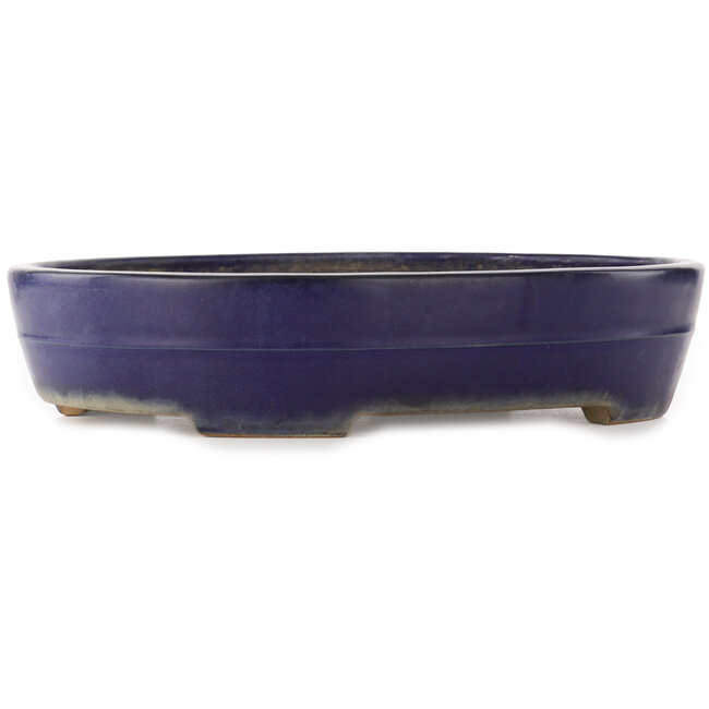 Pot à bonsaï ovale bleu de Yamafusa - 405 x 310 x 80 mm