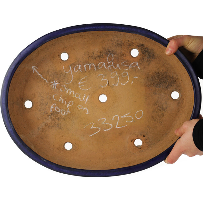 Maceta ovalada azul para bonsái de Yamafusa - 405 x 310 x 80 mm