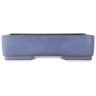 Hattori Tomoyuki 365 mm rectangular blue bonsai pot by Hattori, Tokoname, Japan