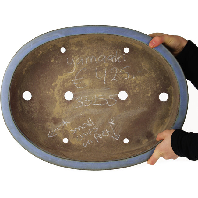 Maceta ovalada azul para bonsái de Yamaaki - 480 x 370 x 85 mm