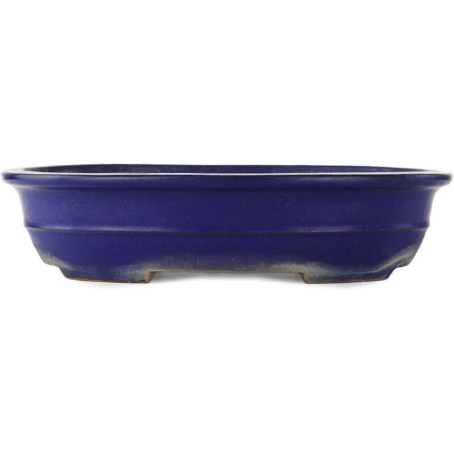 Oval blue bonsai pot by Reiho - 380 x 290 x 90 mm