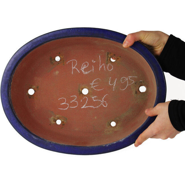 Ovale blauwe bonsai pot van Reiho - 380 x 290 x 90 mm