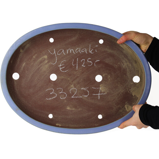 Ovaler blauer Bonsai-Topf von Yamaaki - 480 x 355 x 55 mm