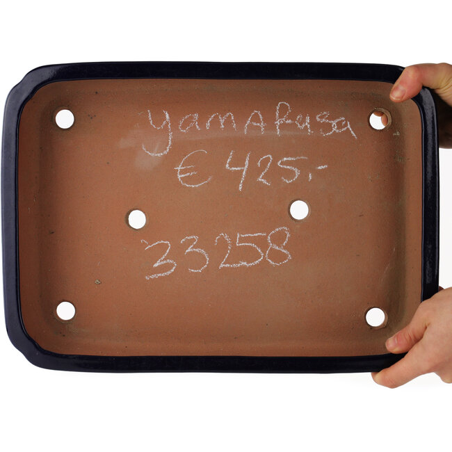 Maceta rectangular azul para bonsái de Yamafusa - 380 x 270 x 70 mm