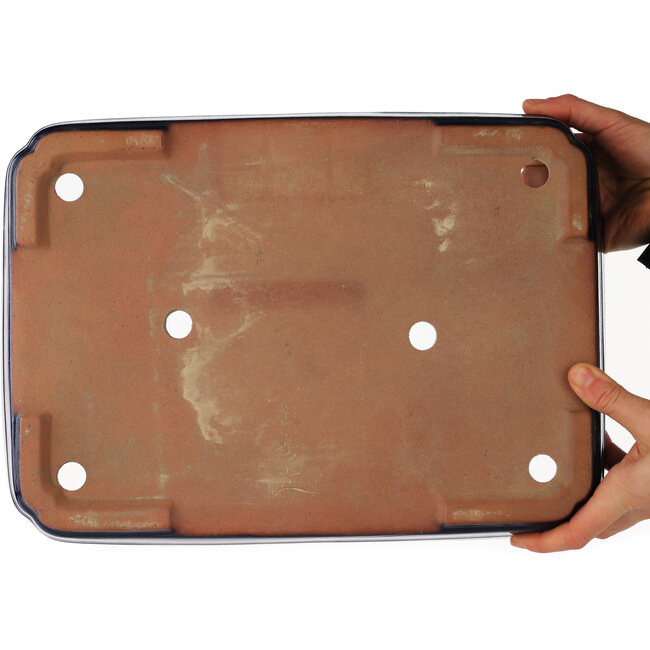 Pot à bonsaï rectangulaire bleu de Yamafusa - 380 x 270 x 70 mm