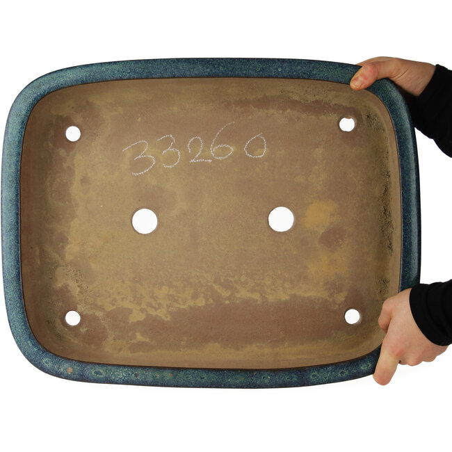 Pot à bonsaï rectangulaire bleu - 470 x 365 x 85 mm