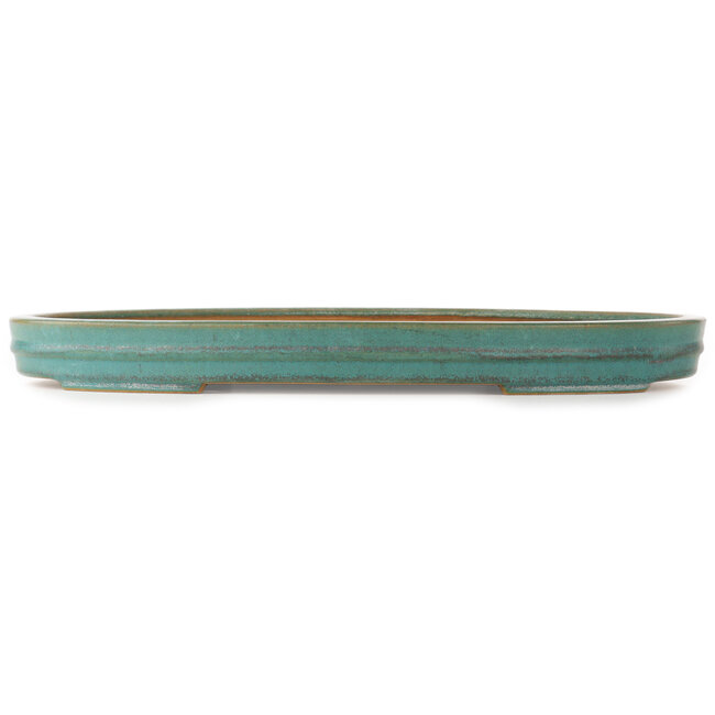 Oval turquoise bonsai pot by Reiho - 520 x 370 x 60 mm