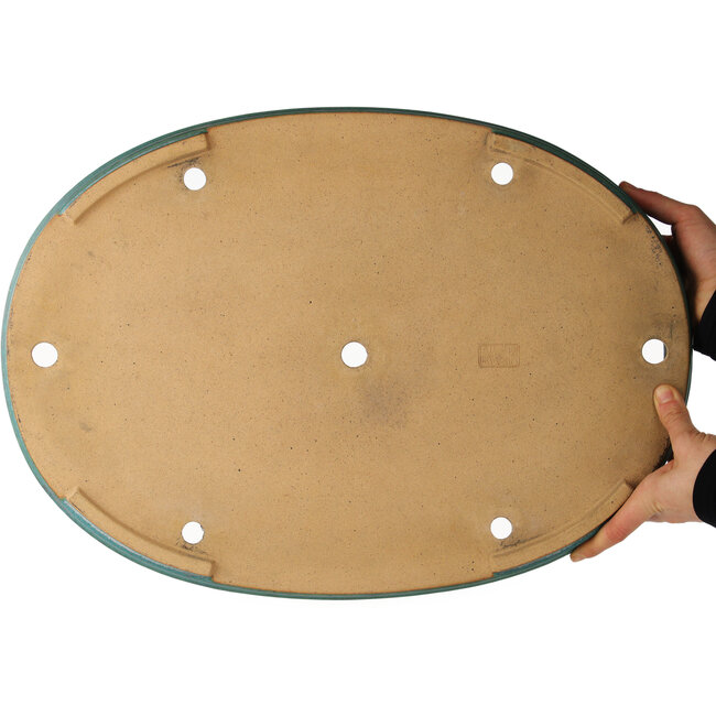 Pot à bonsaï ovale turquoise de Reiho - 520 x 370 x 60 mm