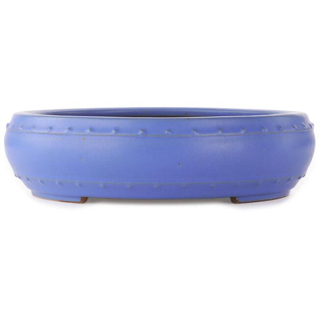 Round blue bonsai pot by Reiho - 350 x 350 x 95 mm