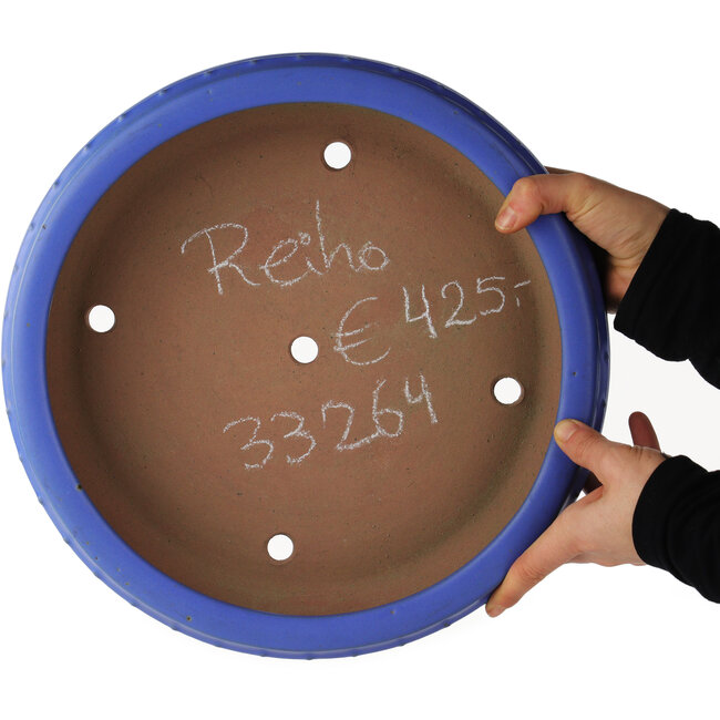 Pot à bonsaï rond bleu de Reiho - 350 x 350 x 95 mm