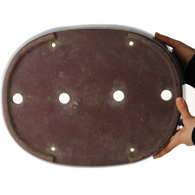 Pot à bonsaï ovale bleu de Yamaaki - 425 x 330 x 80 mm