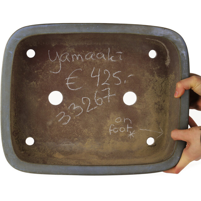 Rechthoekige blauwe bonsai pot van Yamaaki - 380 x 305 x 100 mm