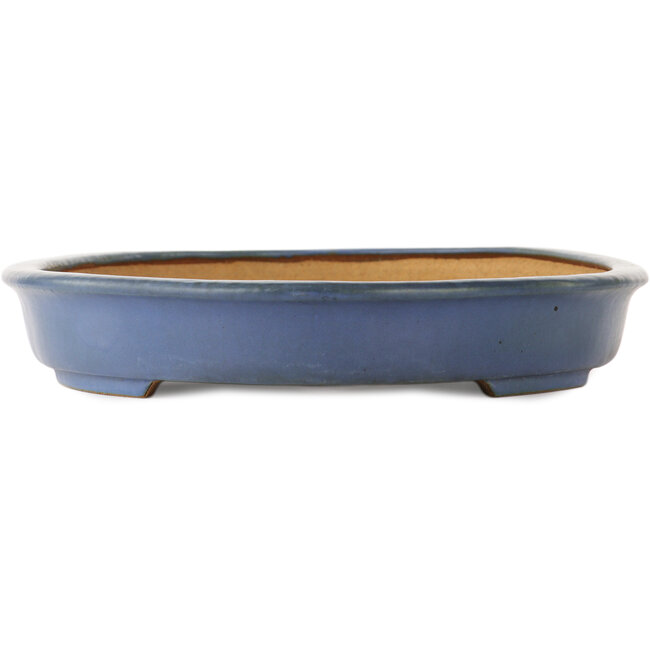 Oval blue bonsai pot by Hattori - 565 x 370 x 60 mm