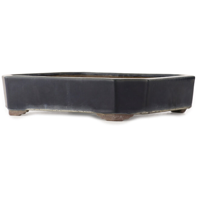 Rectangular blue bonsai pot by Yamaaki - 415 x 320 x 85 mm