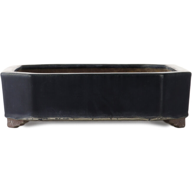 Pot à bonsaï rectangulaire bleu de Yamaaki - 415 x 320 x 85 mm