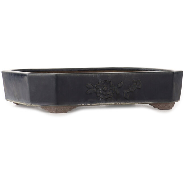 Rechthoekige blauwe bonsai pot van Yamaaki - 415 x 320 x 85 mm