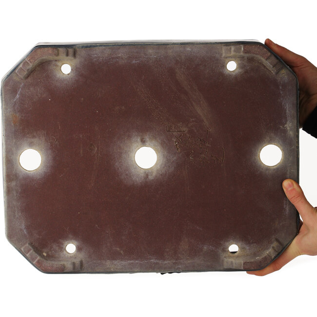 Pot à bonsaï rectangulaire bleu de Yamaaki - 415 x 320 x 85 mm