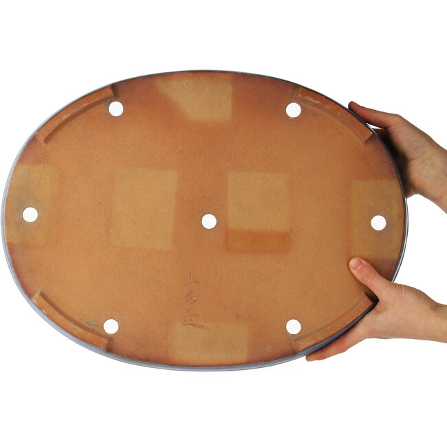 Pot à bonsaï ovale bleu de Yamafusa - 470 x 350 x 60 mm