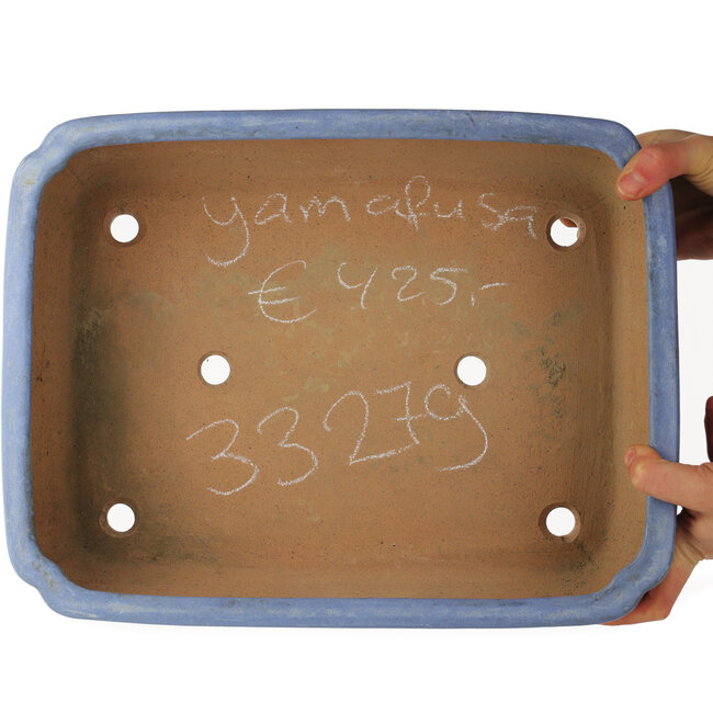 Vaso bonsai rettangolare blu di Yamafusa - 370 x 285 x 95 mm