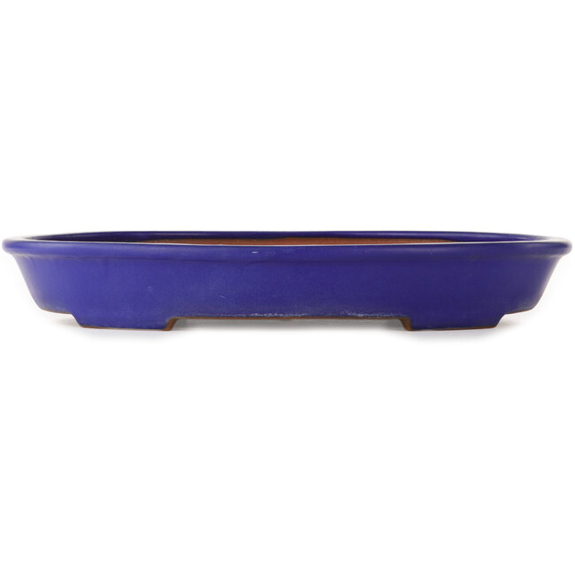 Pot à bonsaï ovale bleu de Yamafusa - 410 x 315 x 60 mm