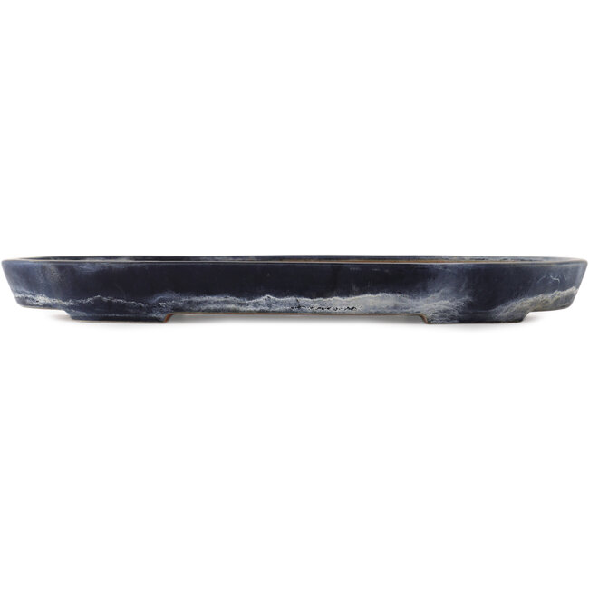 Pot à bonsaï ovale bleu de Reiho - 490 x 315 x 50 mm