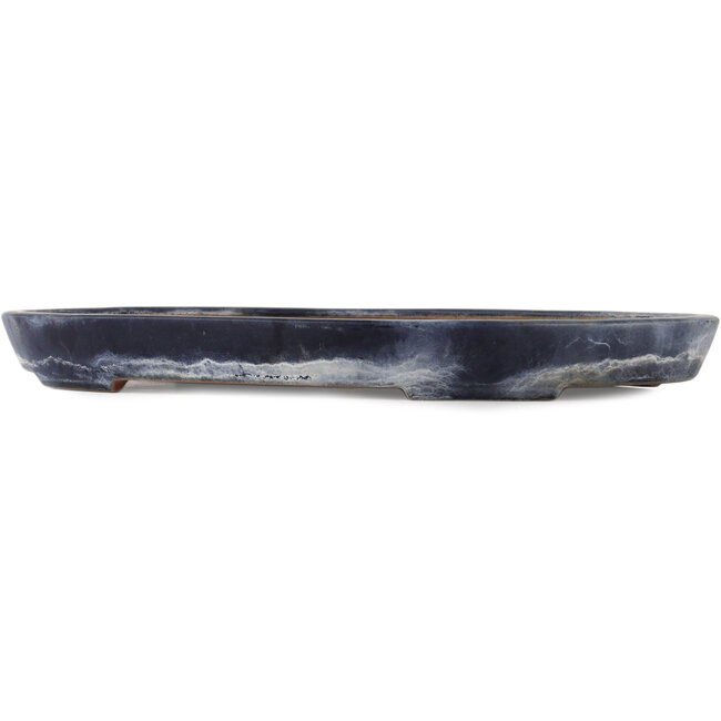 Oval blue bonsai pot by Reiho - 490 x 315 x 50 mm