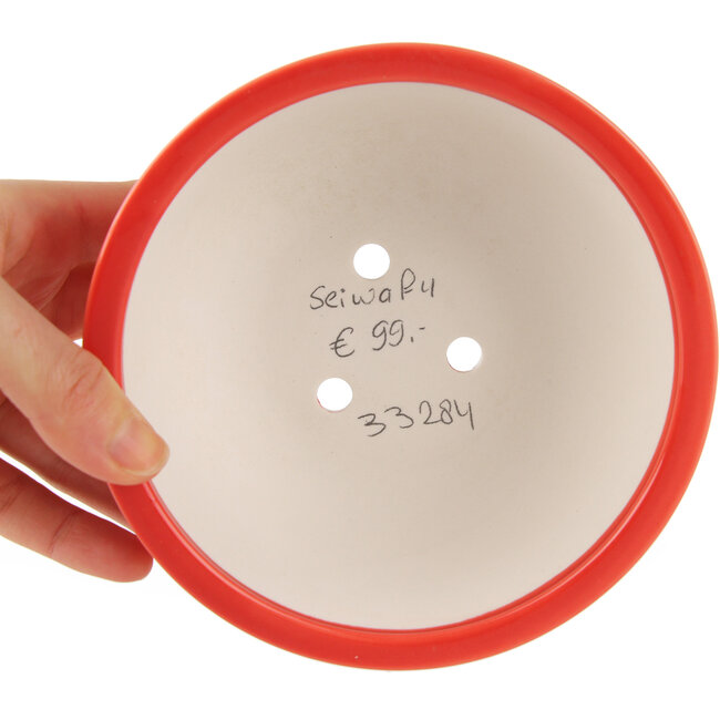 Round red bonsai pot by Seifu - 145 x 145 x 60 mm