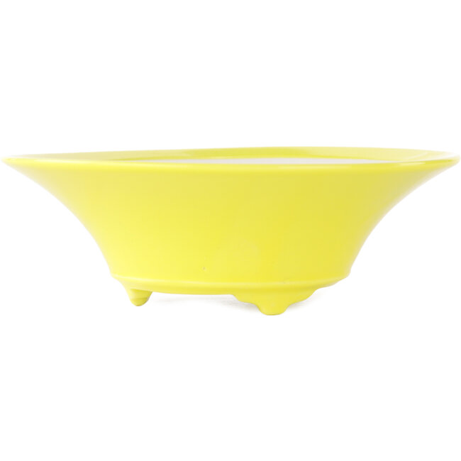 Round yellow bonsai pot by Seifu - 145 x 145 x 45 mm