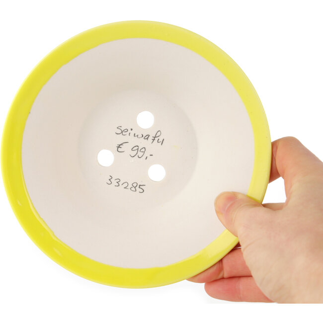 Vaso bonsai rotondo giallo di Seifu - 145 x 145 x 45 mm