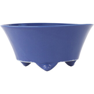 Seifu 145 mm round blue bonsai pot by Seifu, Japan